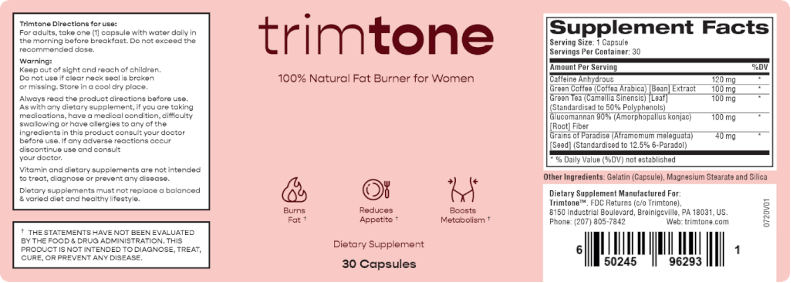 Trimtone’s label Ingredients